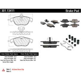 Centric 301.13411 - Premium Ceramic Pads with Shims & Hardware
