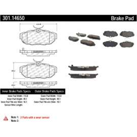 Centric 301.14650 - Premium Ceramic Pads with Shims & Hardware