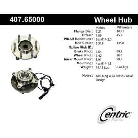 C-Tek 407.65000E - Standard Hub & Bearing Assembly with Integral ABS