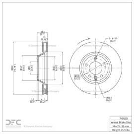 Dynamic Friction Company 604-74052D - GeoSpec Vented Front Brake Rotor