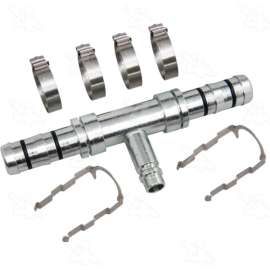 Four Seasons 19072 - EZ Clip Steel Straight A/C Splicer Fitting with R134a Service Port