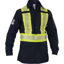 Big Bill High-Vis Long Sleeve Shirt, Tear and Rip Resistant, 4XL, Navy