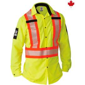 Big Bill High-Vis Long Sleeve Shirt, Tear and Rip Resistant, 4XL, Yellow