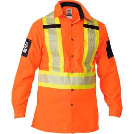 Big Bill High-Vis Long Sleeve Shirt, Tear and Rip Resistant, 2XL Tall, Orange