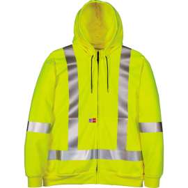 Big Bill Wind Pro Full Zip Hooded Sweater, Reflective, Flame Resistant, 2XL, Yellow