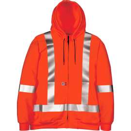 Big Bill Wind Pro Full Zip Hooded Sweater, Reflective, Flame Resistant, S, Orange