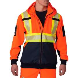 Big Bill High-Vis Full Zip Hooded Sweater, Reflective, 5XL, Orange