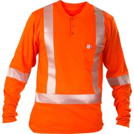 Big Bill Long Sleeve Henley Interlock Knit, Flame Resistant, XL, Orange