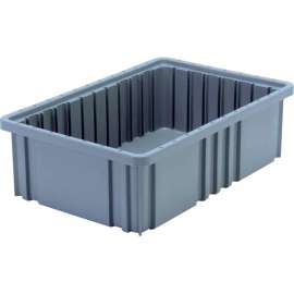 Quantum Storage Dividable Grid Container, 16-1/2"L x 10-7/8"W x 5"H, Gray, Polyprolylene