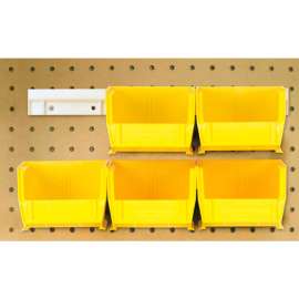 Quantum HNS210 Hang & Stack Bins w/Two 12" Rails, Six Bins 4-1/8"W x 5-3/8"D x 3"H, Yellow