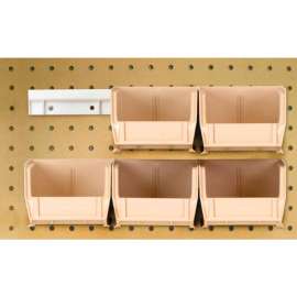 Quantum HNS220 Hang & Stack Bins w/Two 12" Rails, Six Bins 4-1/8"W x 7-3/8"D x 3"H, Ivory