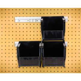 Quantum HNS230 Hang & Stack Bins w/Two 12" Rails, Four Bins 5-1/2"W x 10-7/8"D x 5"H, Black