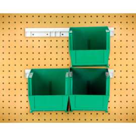 Quantum HNS230 Hang & Stack Bins w/Two 12" Rails, Four Bins 5-1/2"W x 10-7/8"D x 5"H, Green