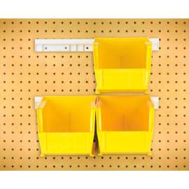 Quantum HNS230 Hang & Stack Bins w/Two 12" Rails, Four Bins 5-1/2"W x 10-7/8"D x 5"H, Yellow