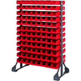 Quantum QRU-12D-220-192 Double Sided 12 Rail Unit With 192 QUS220 Ultra Stack & Hang Bins, Red