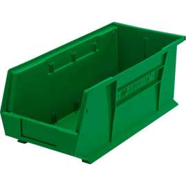 Quantam Storage 8-1/4"W x 18"D x 7"H Ultra Series Stack and Hang Bin, Green, Polypropylene, 4 Slots