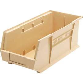 Quantum Storage 8-1/4"W x 18"D x 7"H Ultra Series Stack and Hang Bin, Ivory, Polypropylene, 4 Slots