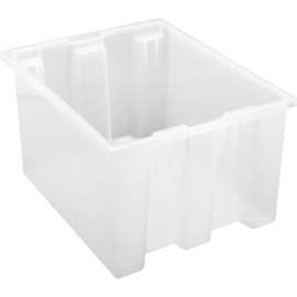 Quantum Storage Genuine Stack & Nest Tote Clear, 19-1/2"L x 15-1/2"W x 10"H, Polyprolylene