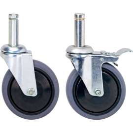 Stem Casters for Quantum Conductive Wire Bin Shelving Systems - 4 Swivel, 2 With Brakes 5" x 1-1/4"