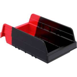 Akro-Mils Indicator 36462BLKRED Two Tone Double Hopper Shelf Bin - 6-3/4"W x 11-5/8"D x 4"H