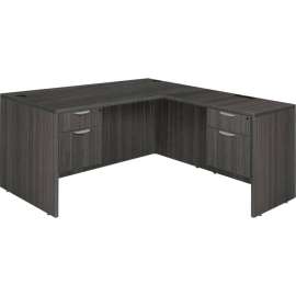 Regency Legacy 60" Double Pedestal L-Desk with 35" Return, Ash Grey
