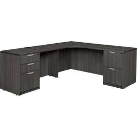 Regency Legacy 71" Double Full Pedestal Left Corner Credenza, Ash Grey