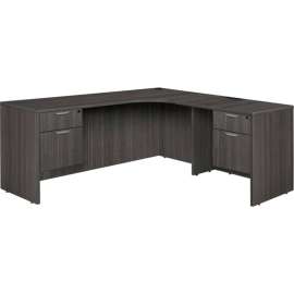 Regency Legacy 71" Double Pedestal Right Corner Credenza with 35" Return, Ash Grey