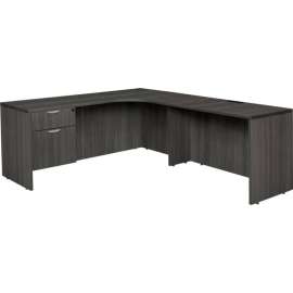 Regency Legacy 71" Single Pedestal Right Corner Credenza with 35" Return, Ash Grey