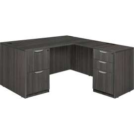 Regency Legacy 60" Double Full Pedestal L-Desk with 35" Return, Ash Grey