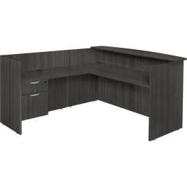 Regency Legacy Single Pedestal Reception Desk, Ash Grey