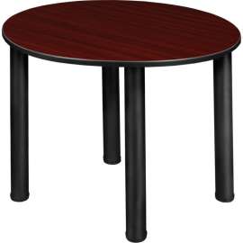 Regency Kee 30" Round Multipurpose Breakroom Slim Table, Mahogany/ Black