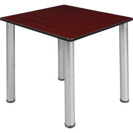 Regency Kee 30" Square Multipurpose Breakroom Slim Table, Mahogany/ Chrome