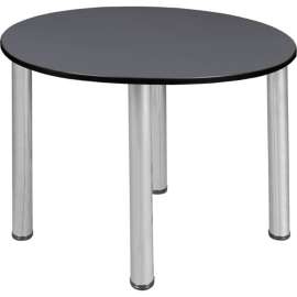 Regency Kee 36" Round Multipurpose Breakroom Slim Table, Grey/ Chrome
