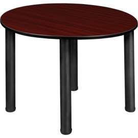 Regency Kee 36" Round Multipurpose Breakroom Slim Table, Mahogany/ Black