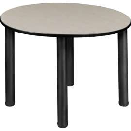 Regency Kee 36" Round Multipurpose Breakroom Slim Table, Maple/ Black