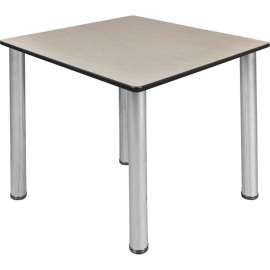 Regency Kee 36" Square Multipurpose Breakroom Slim Table, Maple/ Chrome