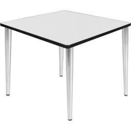 Regency Kahlo 42" Square Multipurpose Breakroom Tapered Leg Table, White/ Chrome