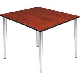 Regency Kahlo 48" Square Multipurpose Breakroom Tapered Leg Table, Cherry/ Chrome