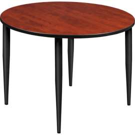 Regency Kahlo 48" Round Multipurpose Breakroom Tapered Leg Table, Cherry/ Black