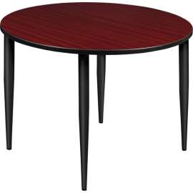 Regency Kahlo 48" Round Multipurpose Breakroom Tapered Leg Table, Mahogany/ Black