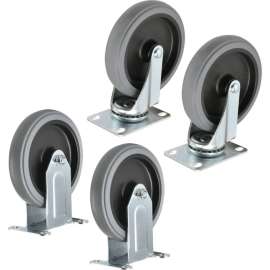 Global Industrial Replacement 5" Rubber Casters For Plastic Service Carts, 2 Swivel/2 Rigid