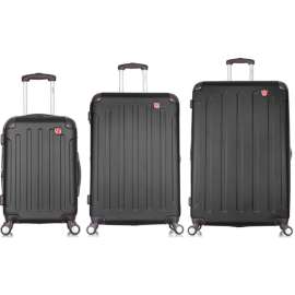 DUKAP Intely 3-Piece Smart Hardside Luggage Set 20"/28"/32" - USB & Integrated Weight Scale - Black