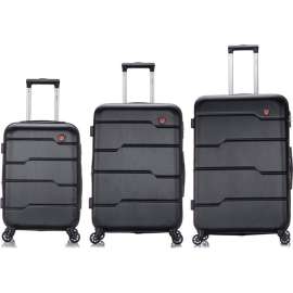 DUKAP Rodez Lightweight Hardside Luggage 3-Piece Luggage Set 20"/24"/28" - Black