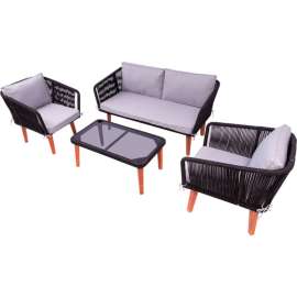 DUKAP Fassano 4 Piece Rope Woven Patio Set with Cushions