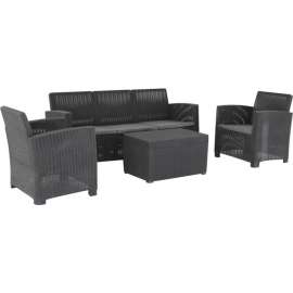 DUKAP Alta All Weather Faux Rattan 5 PPL Seat with Black Cushions