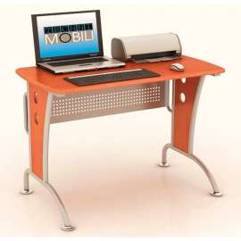 Techni Mobili Computer Desk with Mobile CPU Caddy, 44"W x 24"D x 30"H, Dark Honey