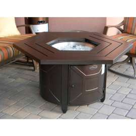 AZ Patio Heaters Outdoor Propane Aluminum Hexagon Fire Pit, 42,000 BTU, Hammered Bronze