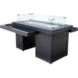 Hiland Propane Fire Pit GSF-RFP - 40,000 BTU Two-Tier Glass Table