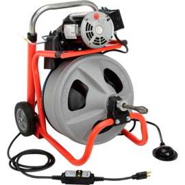 RIDGID K-400 Drum Machine W/Bulb Auger & Gloves, 115V, 6.7AMPS, 1/3HP, 75L x 3/8"W Cable
