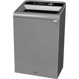 Rubbermaid Configure Decorative Steel Trash Can, Landfill Lid, 33 Gallon, Grey Stenni